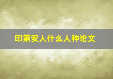 印第安人什么人种论文