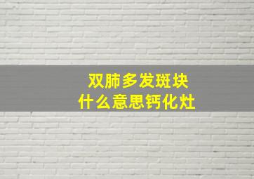 双肺多发斑块什么意思钙化灶