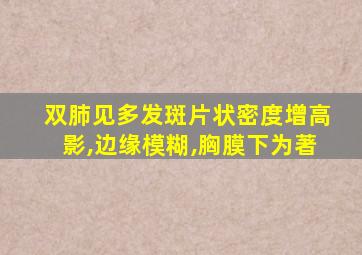 双肺见多发斑片状密度增高影,边缘模糊,胸膜下为著