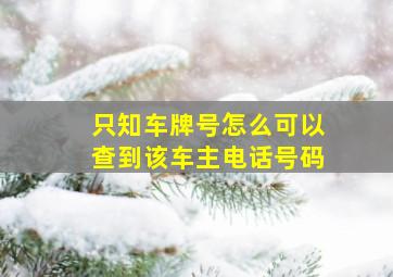 只知车牌号怎么可以查到该车主电话号码