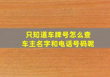 只知道车牌号怎么查车主名字和电话号码呢