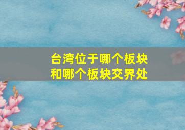 台湾位于哪个板块和哪个板块交界处