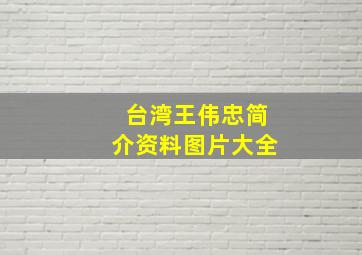 台湾王伟忠简介资料图片大全