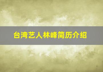 台湾艺人林峰简历介绍