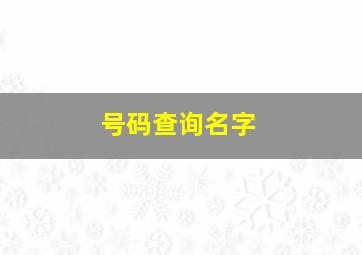 号码查询名字