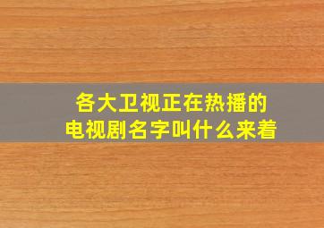 各大卫视正在热播的电视剧名字叫什么来着