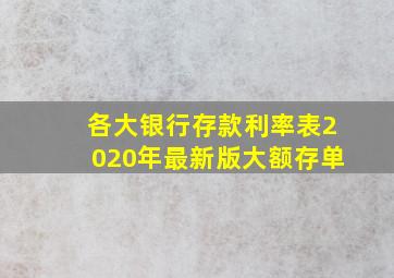 各大银行存款利率表2020年最新版大额存单