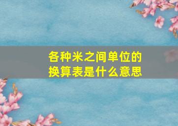 各种米之间单位的换算表是什么意思