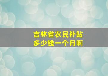 吉林省农民补贴多少钱一个月啊