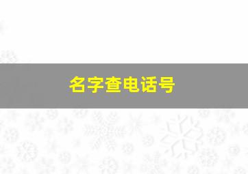 名字查电话号