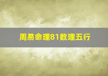 周易命理81数理五行