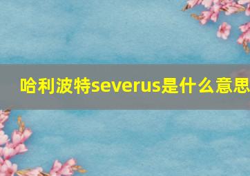 哈利波特severus是什么意思