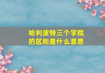 哈利波特三个学院的区别是什么意思