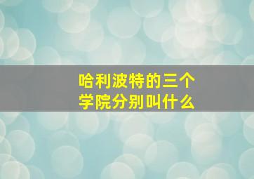 哈利波特的三个学院分别叫什么