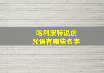 哈利波特说的咒语有哪些名字