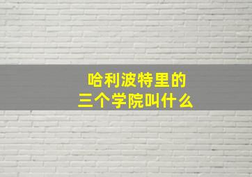 哈利波特里的三个学院叫什么