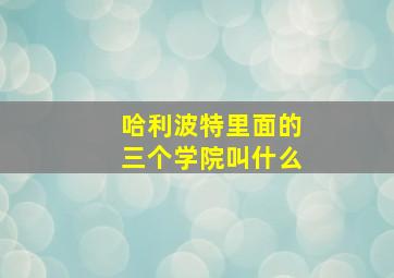 哈利波特里面的三个学院叫什么