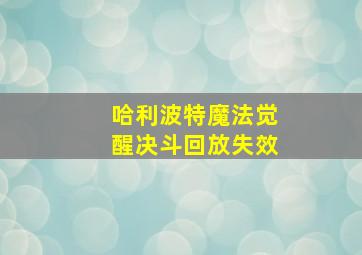 哈利波特魔法觉醒决斗回放失效