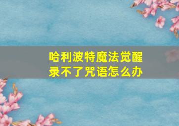 哈利波特魔法觉醒录不了咒语怎么办