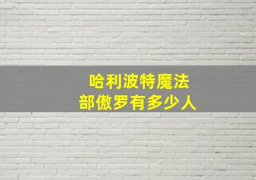 哈利波特魔法部傲罗有多少人