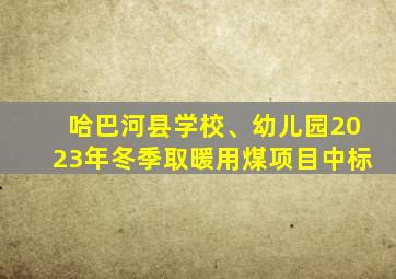 哈巴河县学校、幼儿园2023年冬季取暖用煤项目中标