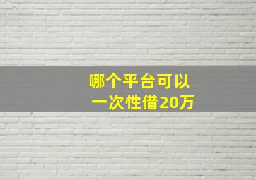 哪个平台可以一次性借20万