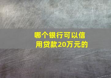 哪个银行可以信用贷款20万元的