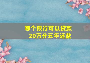 哪个银行可以贷款20万分五年还款