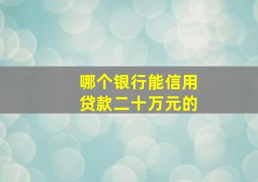 哪个银行能信用贷款二十万元的