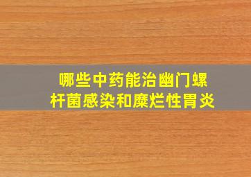 哪些中药能治幽门螺杆菌感染和糜烂性胃炎