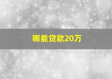 哪能贷款20万