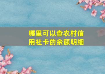 哪里可以查农村信用社卡的余额明细