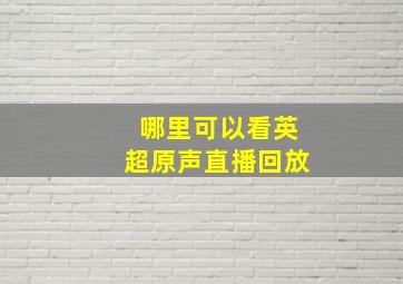 哪里可以看英超原声直播回放