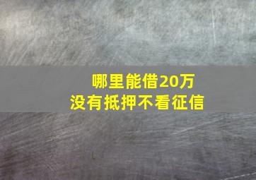 哪里能借20万没有抵押不看征信