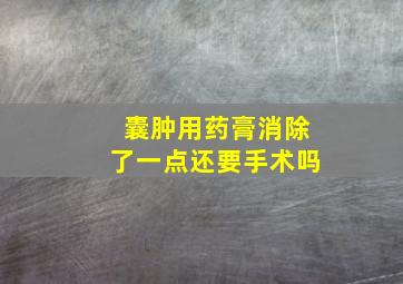 囊肿用药膏消除了一点还要手术吗