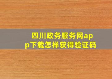 四川政务服务网app下载怎样获得验证码