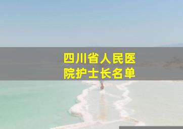 四川省人民医院护士长名单