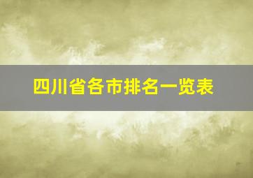 四川省各市排名一览表