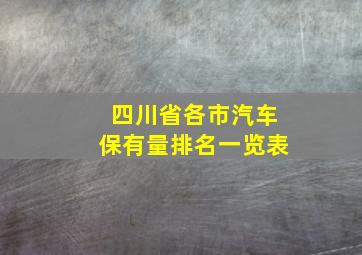 四川省各市汽车保有量排名一览表