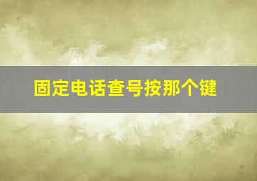 固定电话查号按那个键