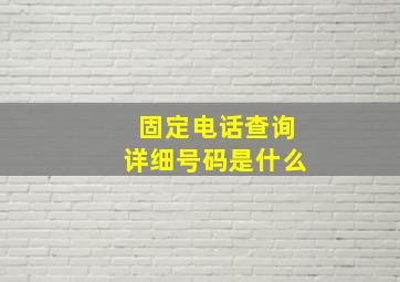 固定电话查询详细号码是什么