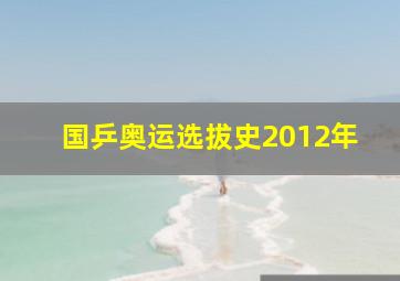 国乒奥运选拔史2012年