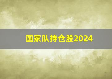 国家队持仓股2024