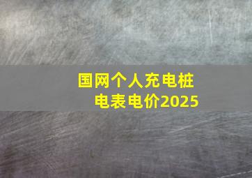 国网个人充电桩电表电价2025