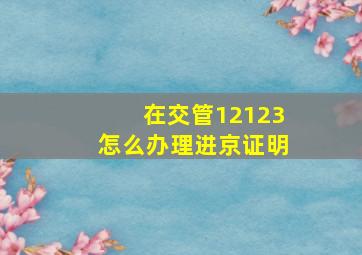 在交管12123怎么办理进京证明