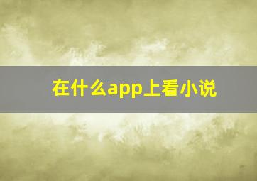 在什么app上看小说