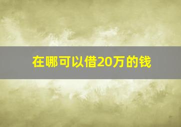 在哪可以借20万的钱