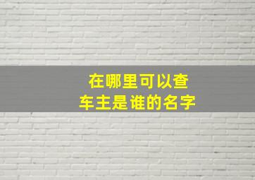 在哪里可以查车主是谁的名字