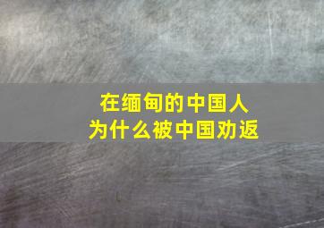 在缅甸的中国人为什么被中国劝返