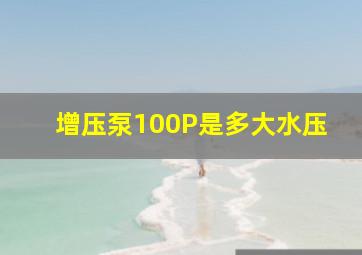 增压泵100P是多大水压